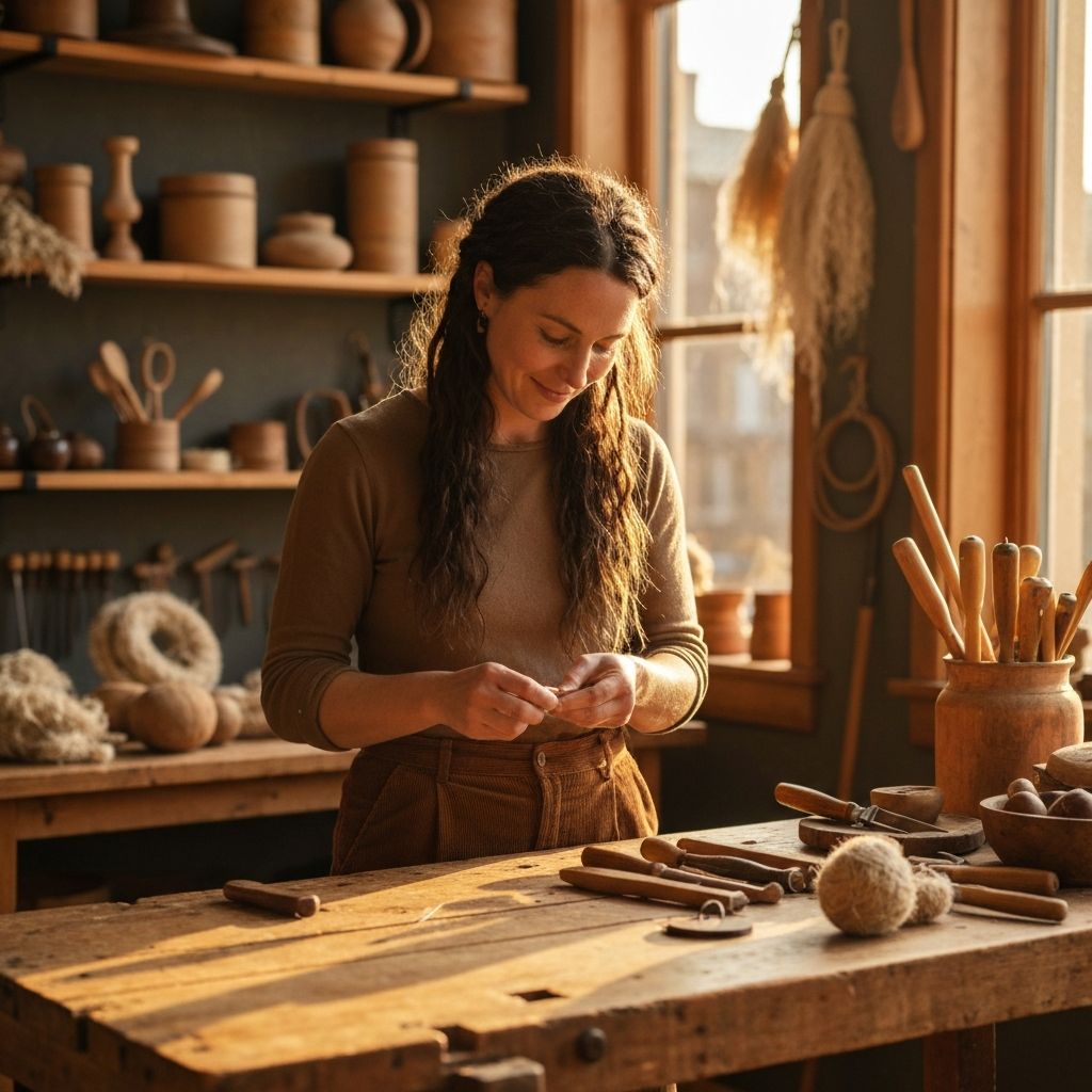 Artisan crafting handmade goods in workshop
