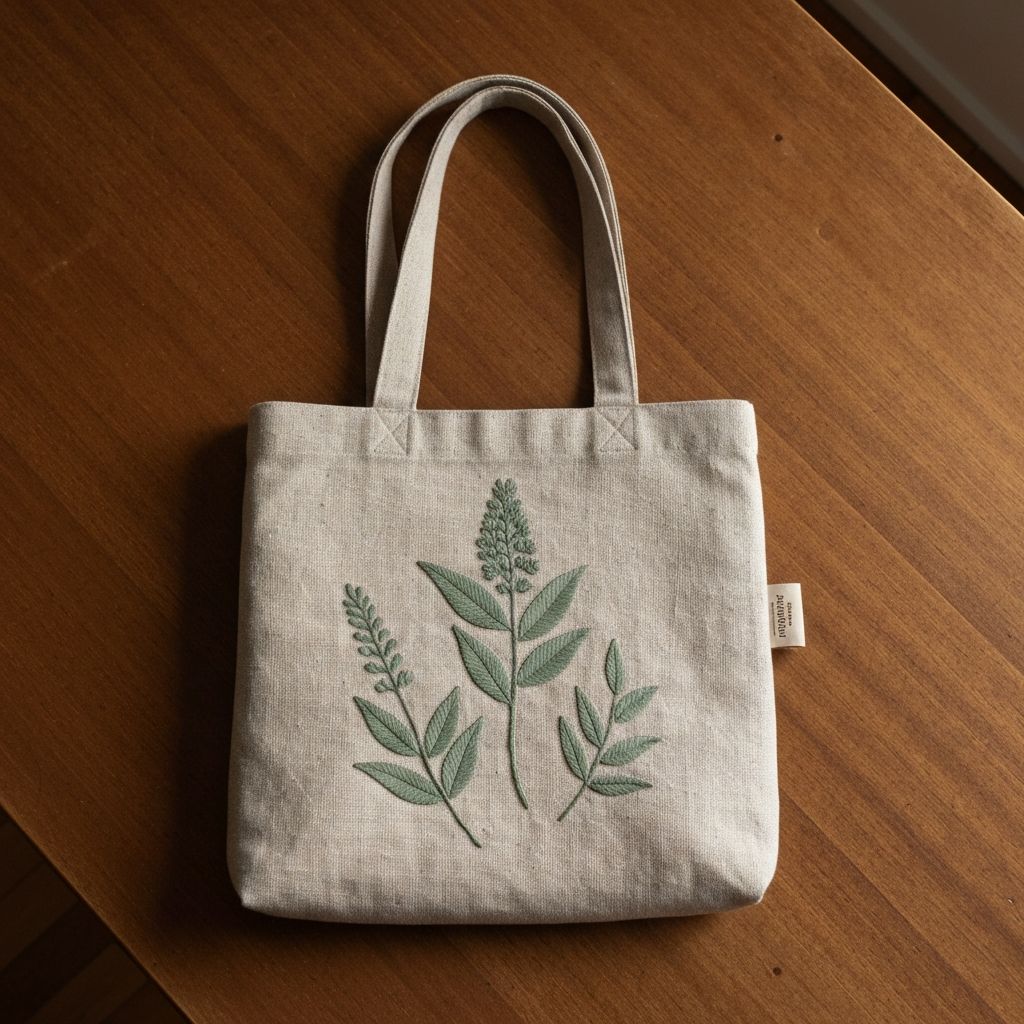 Embroidered Linen Tote